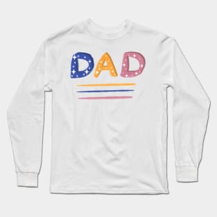 Colorful Dad hand-drawn Lettering Long Sleeve T-Shirt